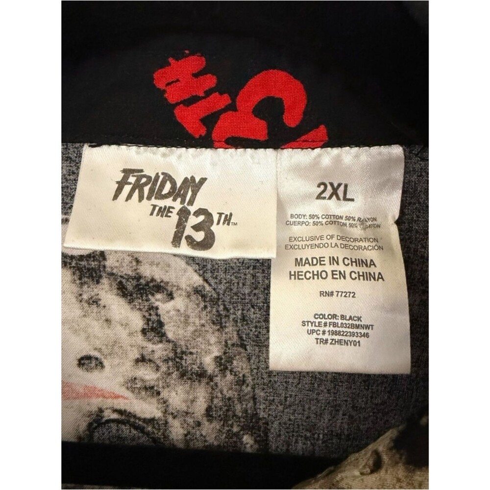 Friday the 13th Jason Voorhees Hockey Mask Graphic Button Down Shirt - 2XL - Picture 7 of 7